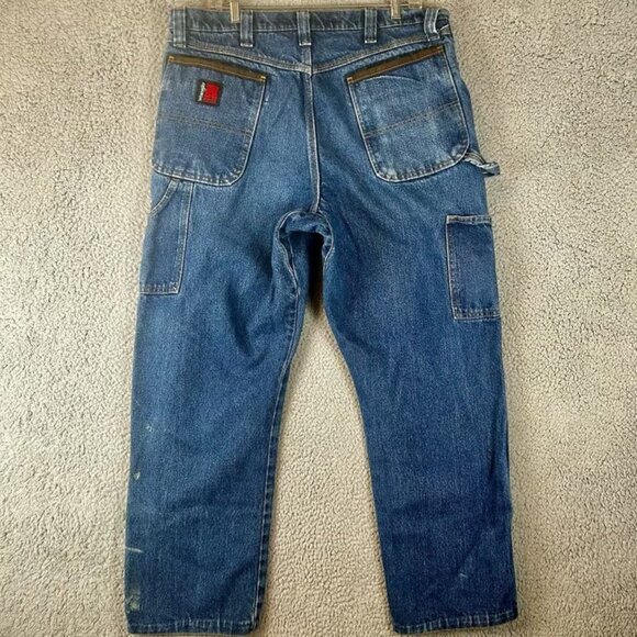 Wrangler Riggs Workwear Carpenter Jeans Mens 36x30 Utility Double Knee Denim - Picture 2 of 3